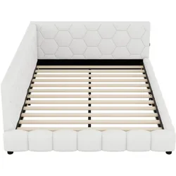 STILVORA Tagesbett Vliesimitat Weiß 140x200 cm mit LED, USB-C und Lattenrost