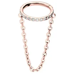 Titan Segmentring Clicker EINGEFASSTE KRISTALLE + KETTE