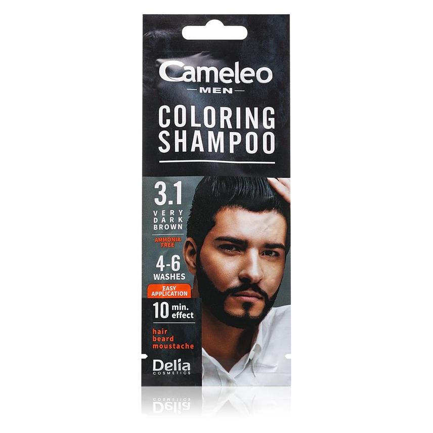 Cameleo Men Coloring Shampoo Very Dark Brown Hair Beard Mustache Visible Color in 10 Minutes Refresh (46357740)