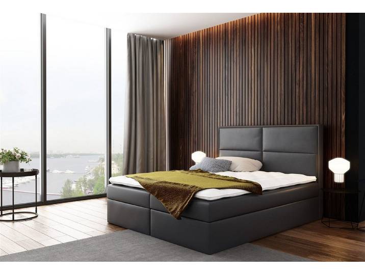 Fun Möbel Boxbett Schlafzimmerbett DERBI in Stoff oder Kunstleder (inkl. Bettkasten, inkl. Kaltschaumtopper)