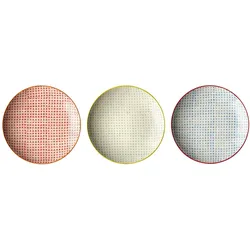 Bloomingville Carla Teller, Steingut 3er, Ø 25 cm, 3 verschiedene Farben
