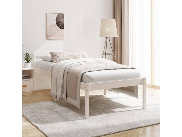 Lit médical pour personnes âgées sans matelas blanc confortable Lit 90x190 cm chambre senior