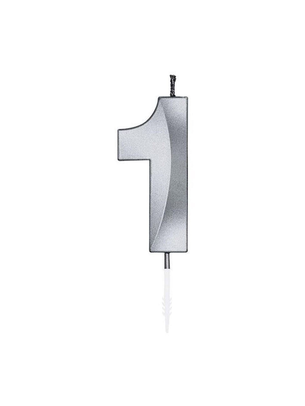 Globos Cake Candle 6cm Metallic Silver no.1