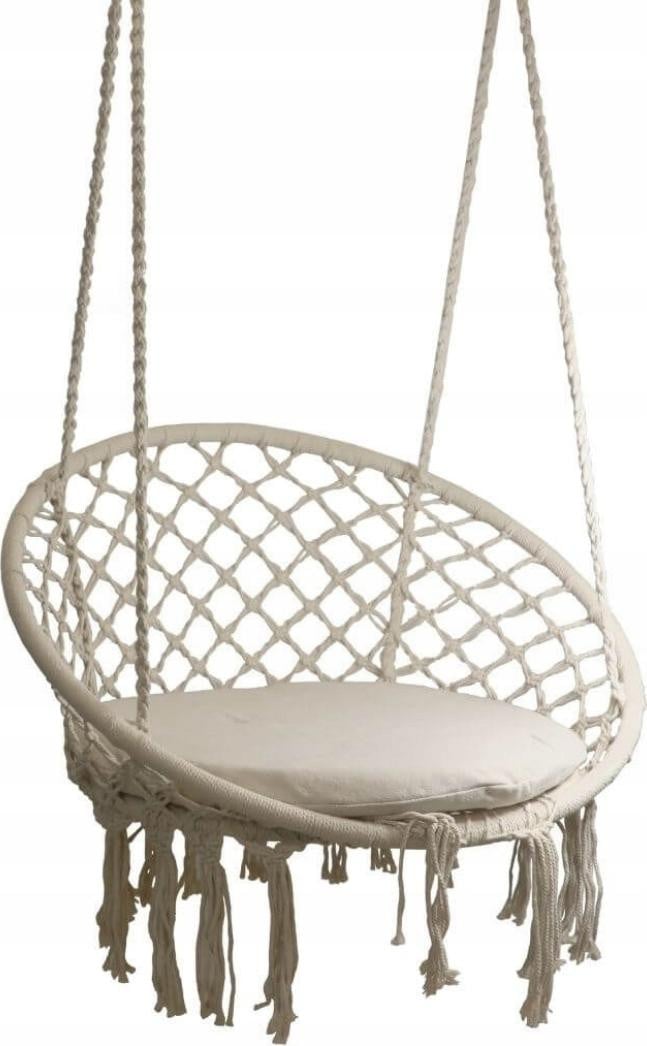 INNY Braziliaanse hangstoel RIO met kussen, beige, boho stijl