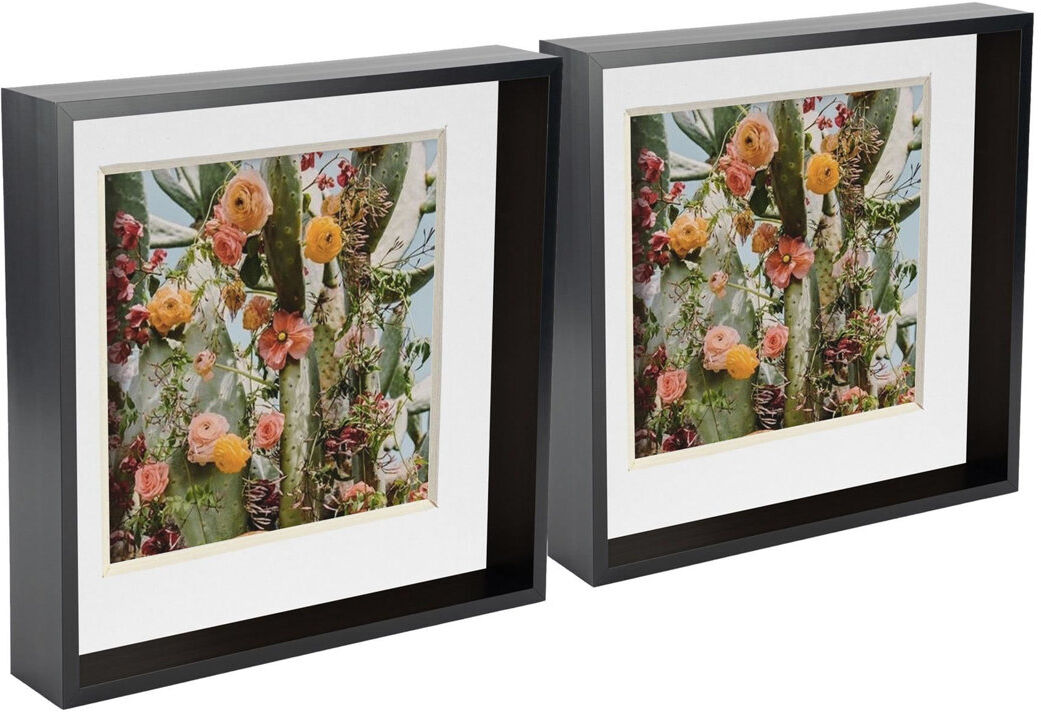 Nicola Spring - 3D Deep Box Photo Frames Black/White 26.5cm H x 26.5cm W x 6cm D