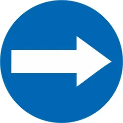 CombiCraft aluminium Türschild mit weißem Pfeil auf blauem Hintergrund - Ø 75 mm