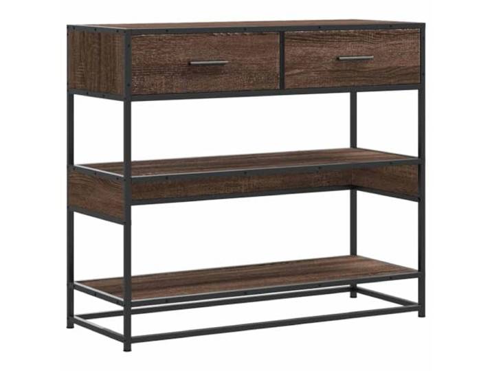 Kaorsrow Konsolentisch Flurtisch Braun Eichen-Optik 90x35x80 cm Industrie-Design Beistelltisch für Schlafzimmer und Diele, mit Schubladen und stabiler Metall-Konstruktion bis 60 kg