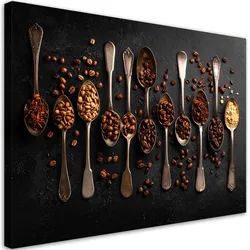 LEINWANDBILD Kaffeebohnen Löffel 100x70cm