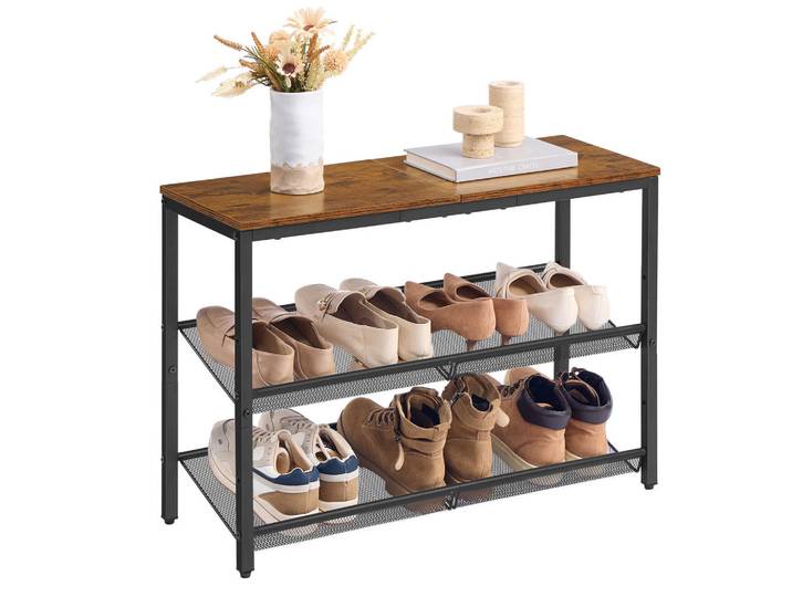 Boxxx Schuhregal, Braun, Schwarz, Metall, 75x53x28 cm, Typenauswahl, stehend, Garderobe, Schuhaufbewahrung, Schuhregale