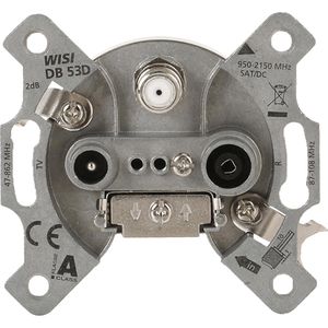 Busch-Jaeger Antennendose 0232-102, 2 dB, für SAT, TV, Radio, 3-Loch, Unterputz, Stichdose