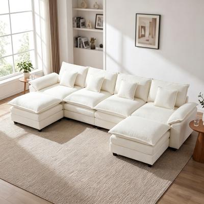 CLICKBIN Oversized Cloud Sectional Sofa with Extra-Deep Seating and Movable Ottoman