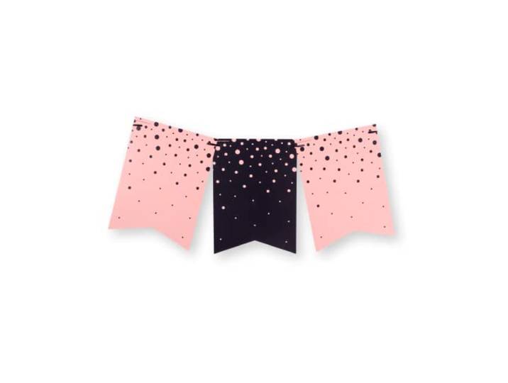 PD-Party 7024014 Feest Vlag Banier Feest Decoratie - Bubbles, Roze/Zwart, 8.5cm Lengte x 8.5cm Breedte x 7.5cm Hoogte