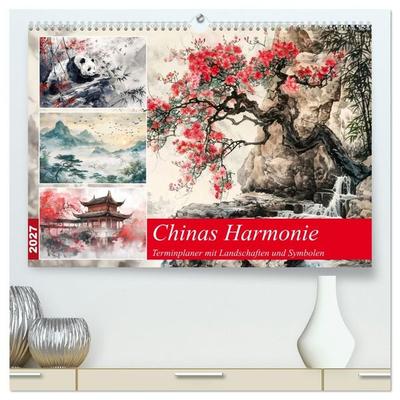 Chinas Harmonie - Terminplaner mit Landschaften und Symbolen (hochwertiger Premium Wandkalender 2027 DIN A2 quer), Kunstdruck in Hochglanz