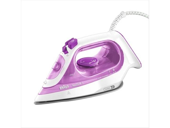 Braun TexStyle 3 - Fer à Repasser Vapeur\, Semelle Céramique FreeGlide 3D\, Débit Vapeur Jusqu’à140g/min\, Vapeur Verticale\, Réservoir 270ml\, 2300W\, Blanc/Violet (SI3030PU)