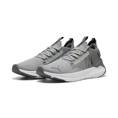 Laufschuh PUMA "SOFTRIDE SYMMETRY FUZION LS", Damen, Gr. 43, grau (gray echo, slate sky, puma schwarz), Textil, Schuhe Laufschuh, für sportliche Aktivitäten und Lauftraining, mit SOFTFOAM+ Innensohle