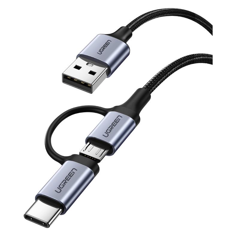 Ugreen 2-in-1 USB-C / MicroUSB auf USB & Sync QC 3.0 (1 m, USB 2.0, 18 W) (30875)