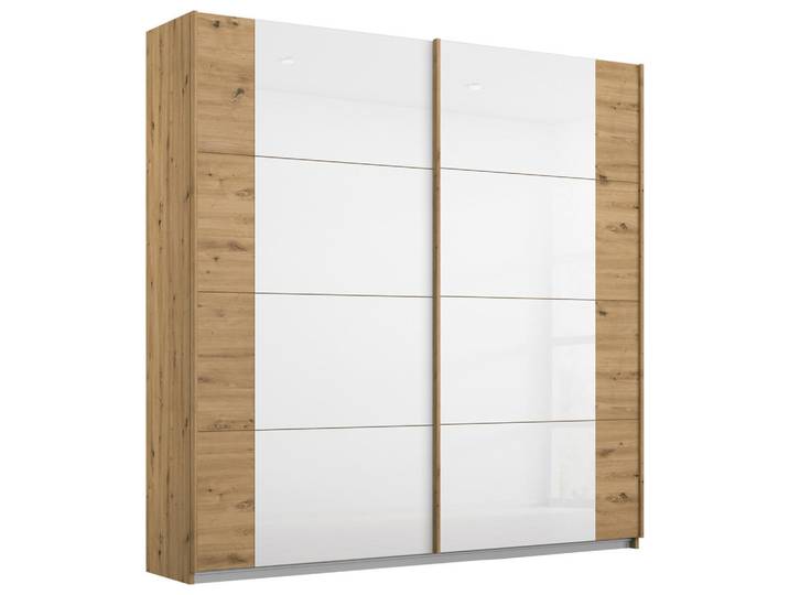 Rauch Möbel Schwebetürenschrank, Weiß, Eiche Artisan, 2 Fächer, 181x210x62 cm, Blauer Engel, Goldenes M, Made in Germany, Schlafzimmer, Kleiderschränke, Kleiderschränke 2-türig
