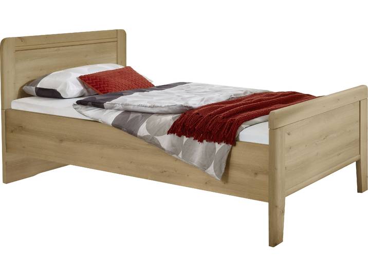 Bett WIEMANN Mainau , braun (bianco, eiche, nachbildung), B:99cm H:94cm L:207cm, Betten, Bett, 4-fach Liegehöhen-Verstellung