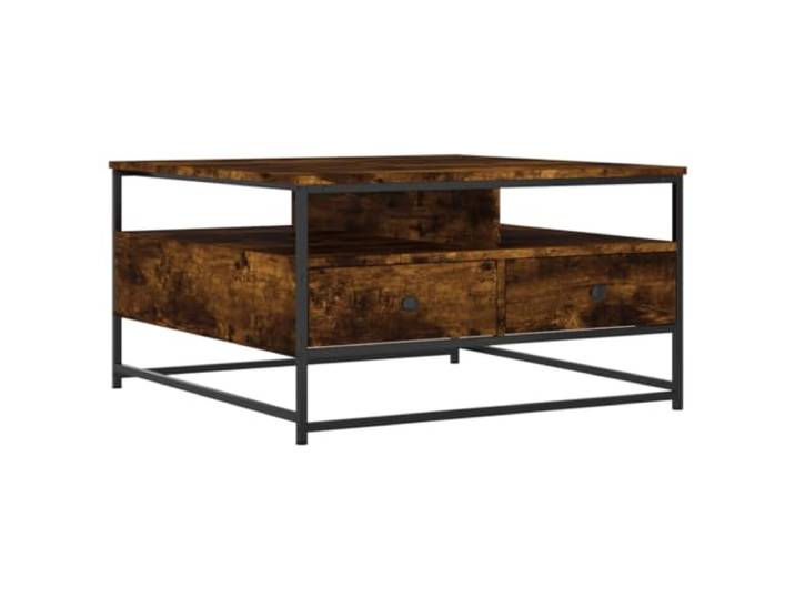 Couchtisch, rauchfarbene Eiche, 80 x 80 x 45 cm, Holz aus Technik mit Schubladen
