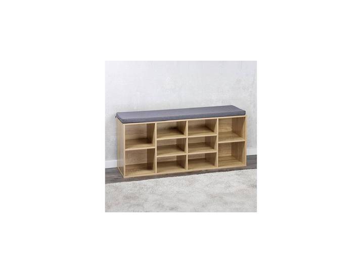 Schuhschrank KESPER mit Sitzkissen Holz natur 103.5 x 46171 x 48 cm , braun (braun, grau), B:103,5cm H:48cm T:29,5cm, FSC-zertifizierter Holzwerkstoff, MDF, Stoff, Schränke, Schuhschrank