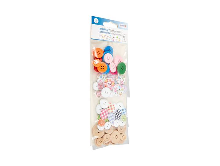 Glorex Knopf-Set 72tlg, bunt gemischt