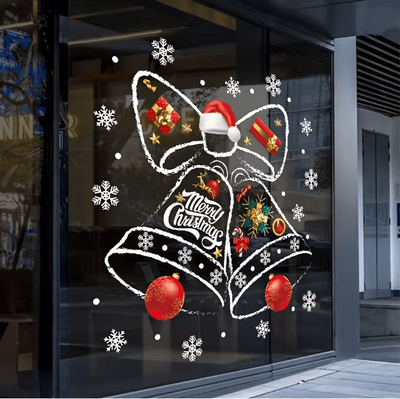 Inspire Essentials Christmas Holiday Window Decor Sticker Clock Design white