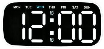 Everyday Crate LumiView Large Display LED Digital Wall & Desk Clock With Date, Temperature & Adjustable Brightness black Shell White Light