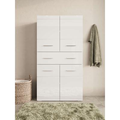 Midischrank OTTO HOME "Föhr", weiß, B:72,8cm H:136,5cm T:30,6cm, FSC-zertifizierter Holzwerkstoff, Schränke, Midischrank, minimalistisch, zeitlos, hochglänzend