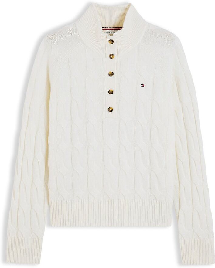 TOMMY HILFIGER Pull torsadé à col boutonné en laine
