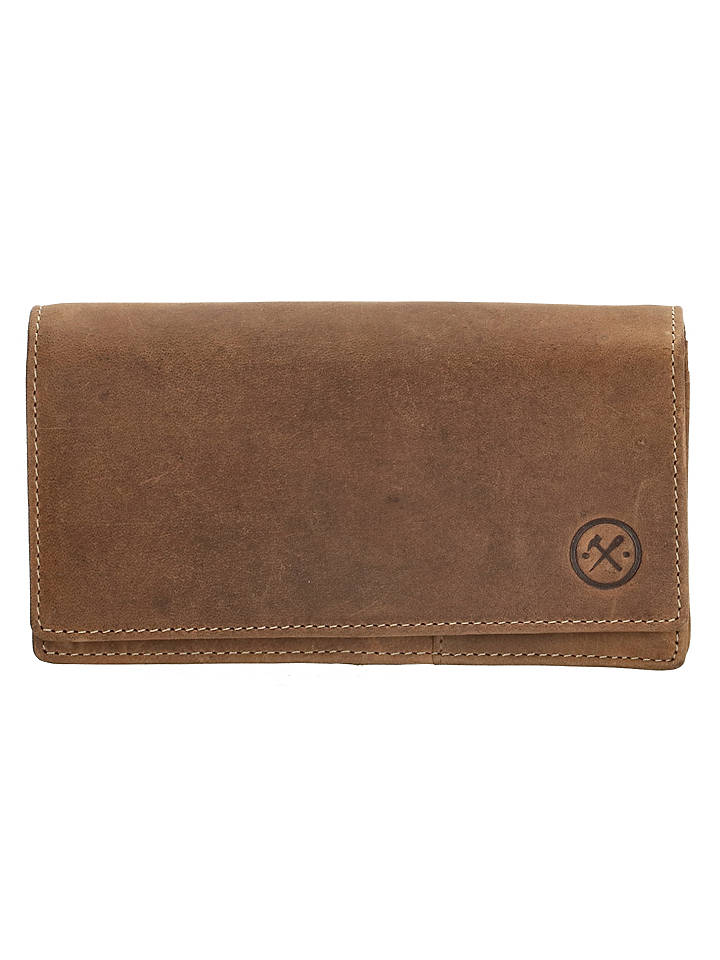 HIDE & STITCHES Leder-Geldbörse in Hellbraun - (B)15,3 x (H)9 x (T)3 cm - onesize