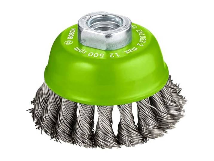 Bosch 1x Brosse Boiss. Torsadés PRO Inox heavy M14 pour Métaux non ferreux\, Acier\, Ø 75 mm Professional Accessoire Petite meuleuse angulaire