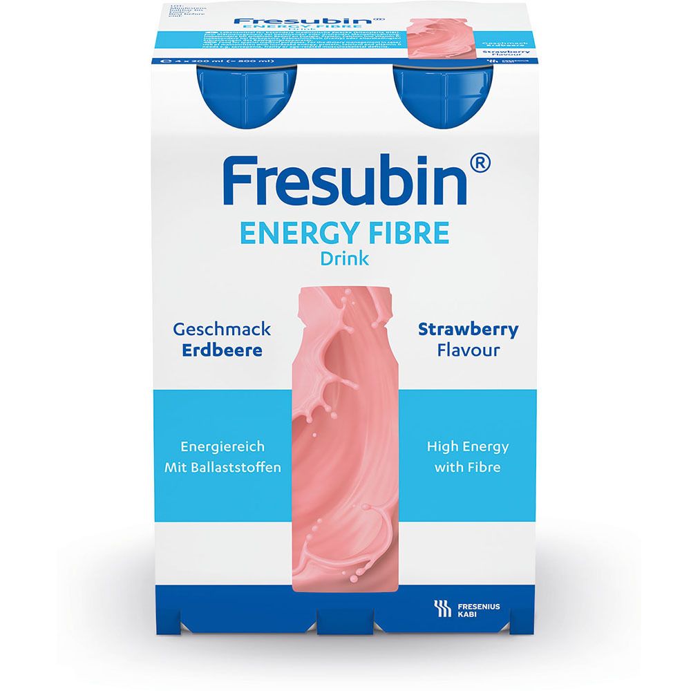 Fresubin Energy Fibre Drink Erdbeere Trinkflasche 4x200 ml Lösung