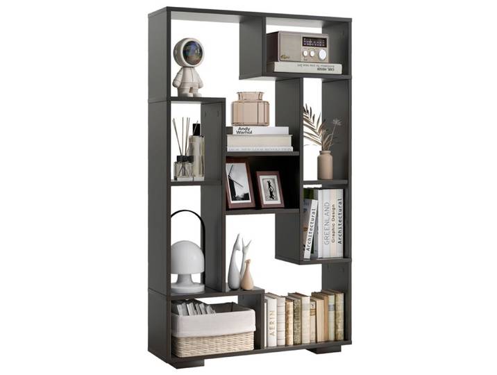 GOPLUS Bibliothèque Salon 70x20x120CM-Plusieurs Etagères Bacs Cubes Ouvertes pour Salon/Bureau Charge 15+10KG Noir