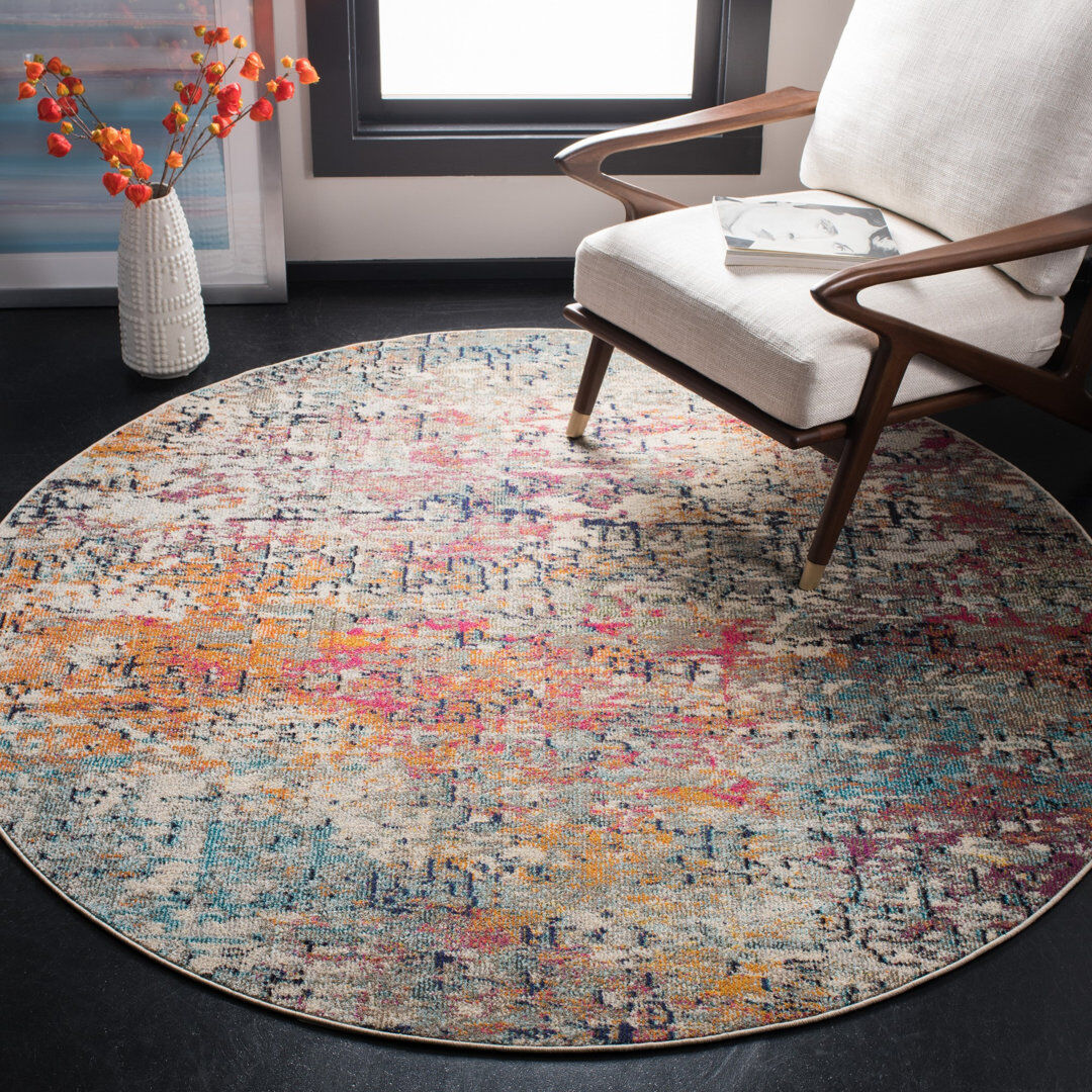 Rio Farmersville Abstract Area Rug Pink Round 201 cm