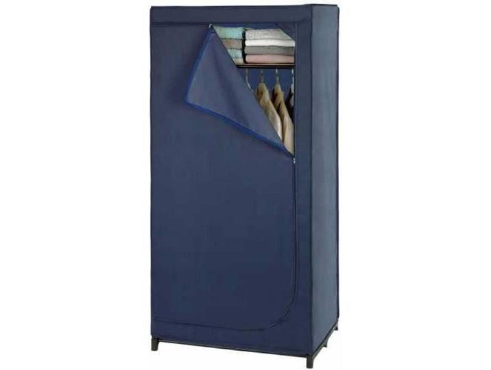 WENKO Armoire en tissu Business penderie tissu avec étagère de rangement et fermeture éclair charge 10 kg Polyester Bleu