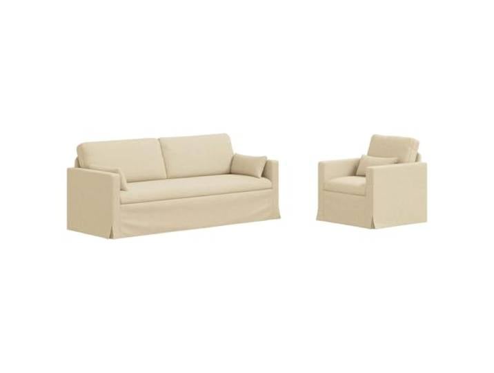 Todiikf Sofagarnitur 2-Teilig Modulares Sofa Set Stoff Creme Flexibles Polstermöbel für Wohnzimmer und Schlafzimmer mit abnehmbarem Bezug und bequemer Schaumstoffpolsterung.