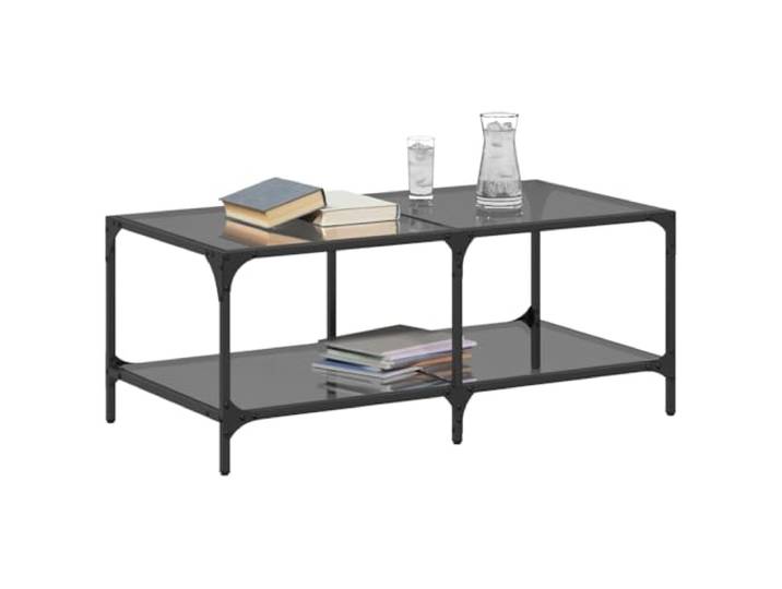 KTHLBRH Beistelltisch mit Glasplatte, schwarz, 98,5 x 50 x 40 cm, Stahl Mehrschichtiges Holz, Edelstahlrahmen, leicht zu reinigen, modernes Design für Wohnzimmer