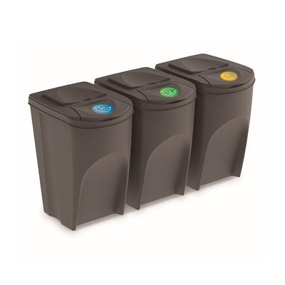 Set mit 3 105-l-Prosperplast-Sortibox-Kunststoff-Recyclingbehältern in Grau