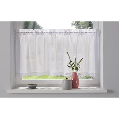 Scheibengardine OTTO HOME "Missy" Gr. 5, weiß, B:120cm H:60cm, Polyester, Polyester, Gardinen, mit Spitzenbordüre