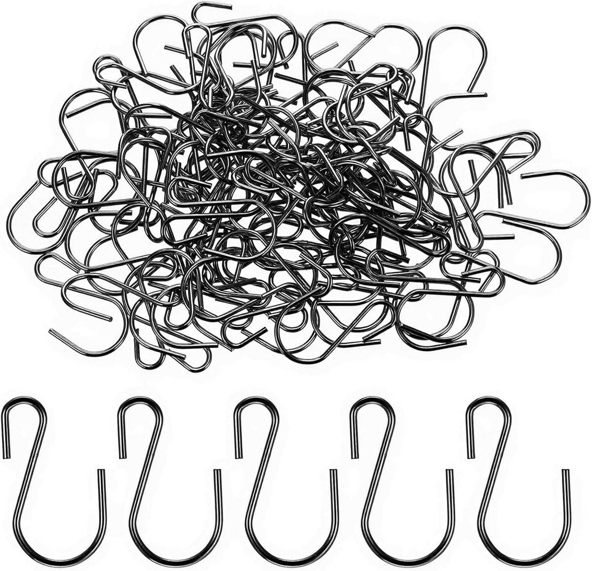 100x Kleine S-haken zwart voor sieraden en handwerk