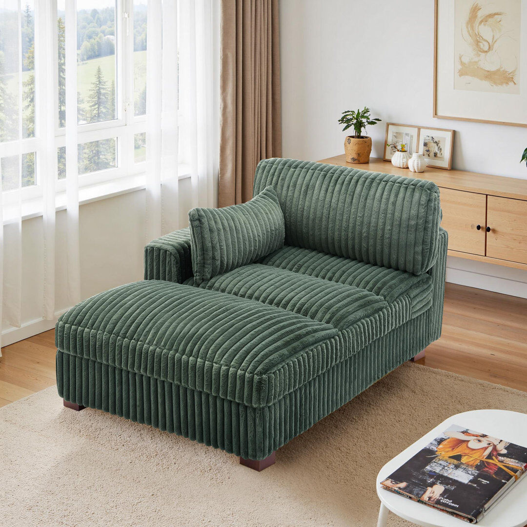 Pia Ricco Bukvice Chaise Lounge Green 87.9cm H X 106.9cm W X 164.8cm L