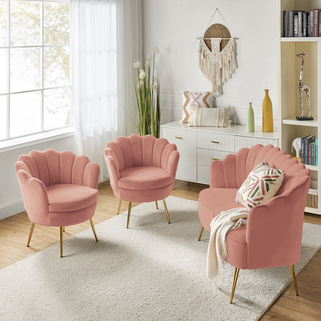 Fairmont Park 3 - Piece 122cm Velvet Living Room Set Pink 3