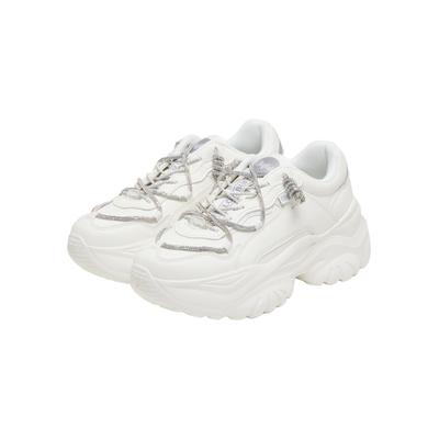 Trainingsschuh BUFFALO "Buffalo BLISS SHINE - VEGAN NAPPA", Damen, Gr. 40, weiß (weiß, silber), Leder, unifarben, Schuhe