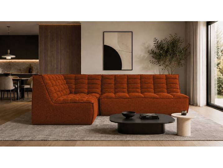 Kaiser Möbel Ecksofa L Mini aus POP-Plüschstoff, LAZY