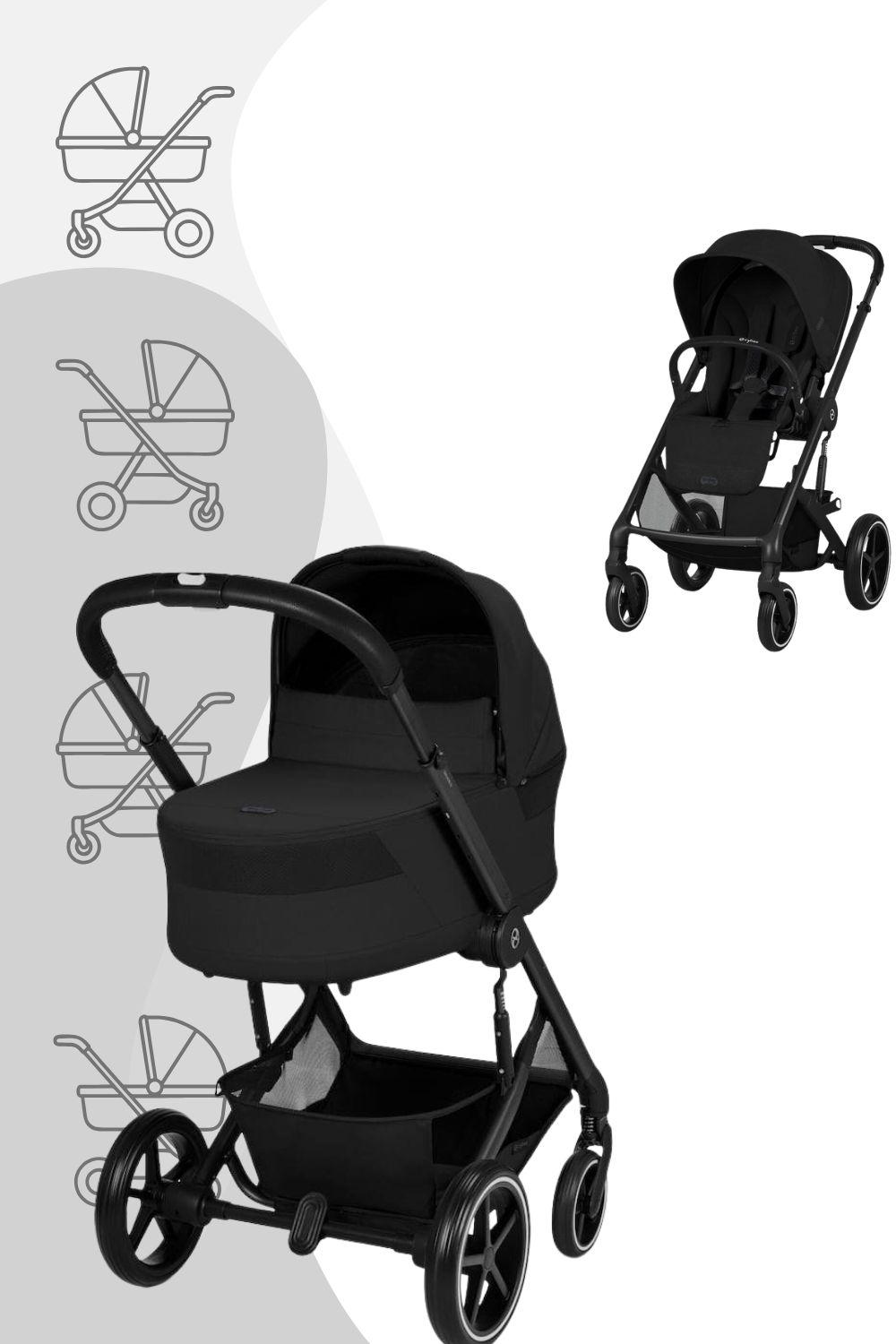 Cybex Balios S Lux Kinderwagen inkl. Cot S LUX Babywanne - Kollektion 2026/2027, Farbe:Moon Black