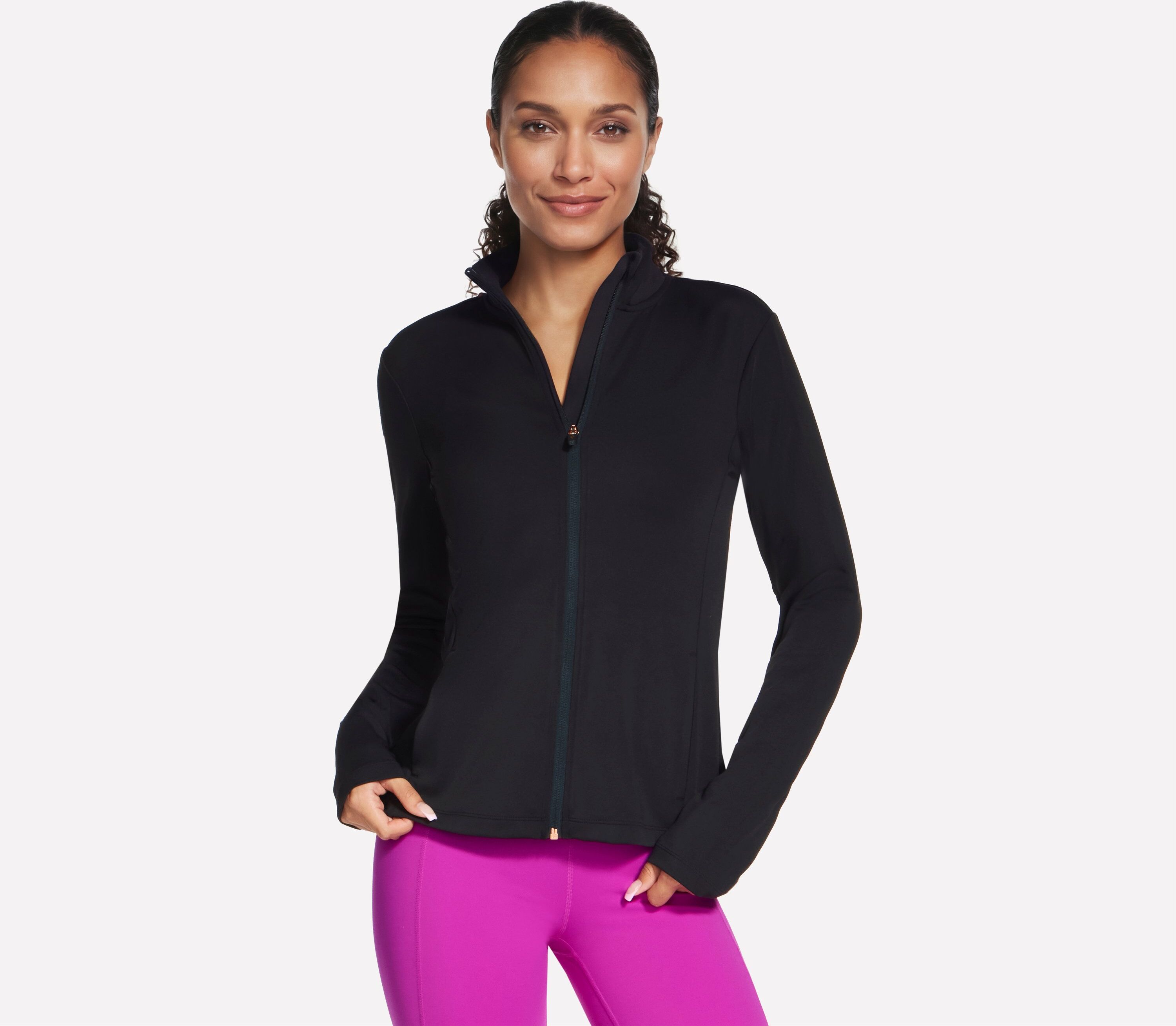 Trainingsjacke SKECHERS "Women's Jacket", Damen, Gr. XXL, schwarz (bold schwarz), Obermaterial: 82% Polyester, 18% Elasthan, Jacken Trainingsjacke, für Fitness und Sportmode, in mehreren Grössen erhältlich bold schwarz XXL