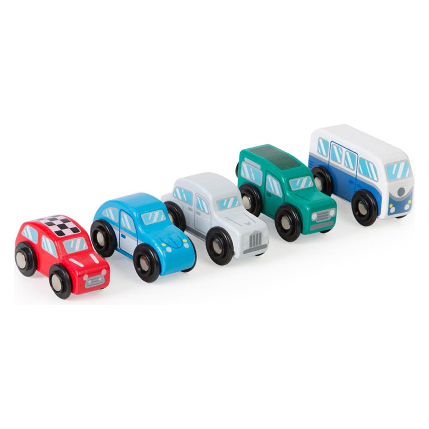 Bigjigs Hölzerne Retro-Spielzeugautos (T0507)