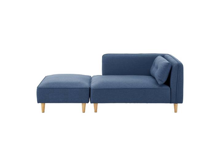 Sofa Fanny Blau Leinenoptik mit Hocker