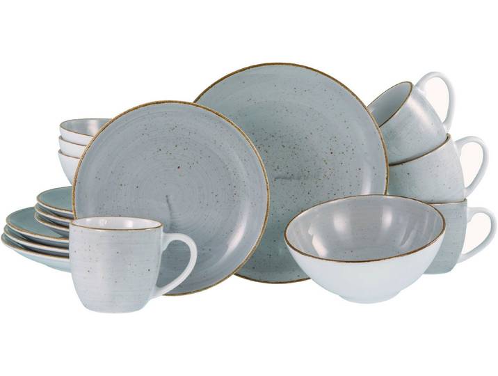 creaTable Kombiservice Vintage Nature, Service 16-tlg. (16-tlg), 4 Personen, Porzellan, Naturverbundenes Design, Handgemalt