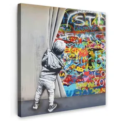 LEINWANDBILD Graffiti - Junge - Ilussie - Straßenkunst Deko Wohnzimmer 20x20 cm